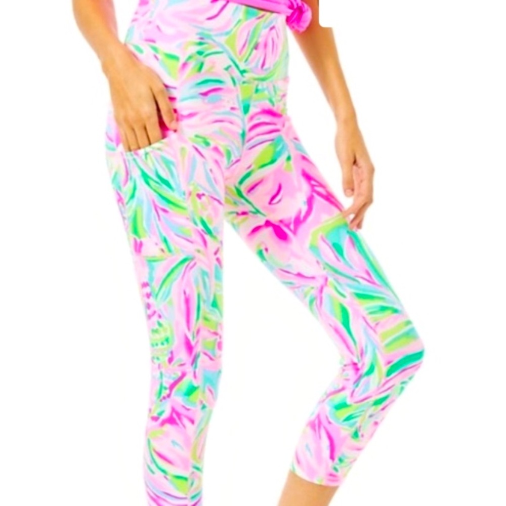 NWT Lilly Pulitzer Weekender High Rise Cropped Legging XS Croc My World …